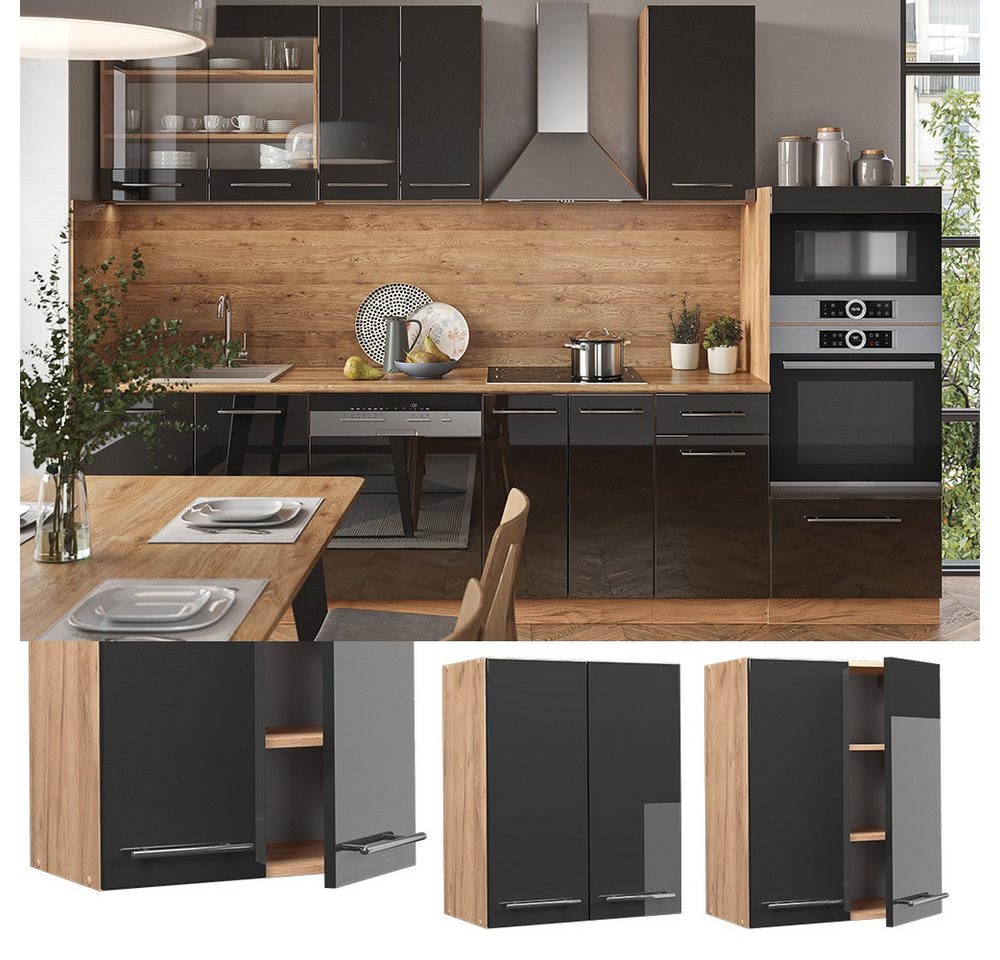 Vicco Hängeschrank Fame-Line, Anthrazit Hochglanz/Goldkraft Eiche, 60 cm (1-St) – Bild 2 von 5