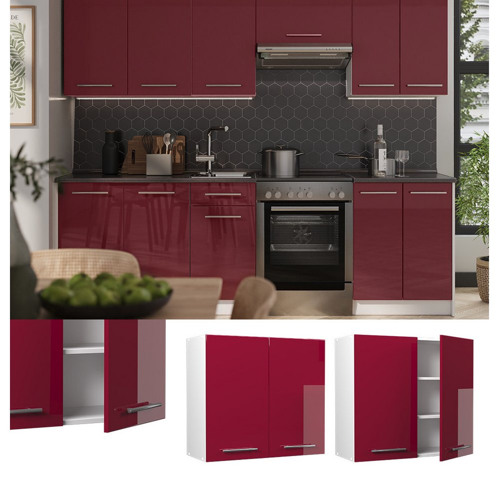Vicco Hängeschrank Fame-Line, Bordeaux Hochglanz/Weiß, 80 cm (1-St) – Bild 2 von 5