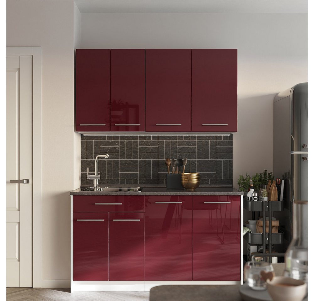 Vicco Hängeschrank Fame-Line, Bordeaux Hochglanz/Weiß, 80 cm (1-St) – Bild 4 von 5