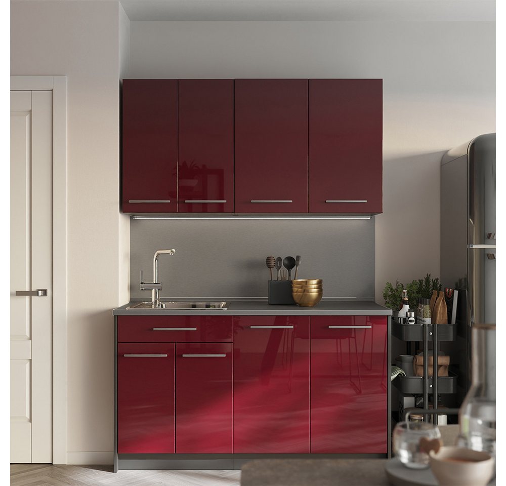 Vicco Hängeschrank Fame-Line, Bordeaux Hochglanz/Anthrazit, 80 cm (1-St) – Bild 4 von 5