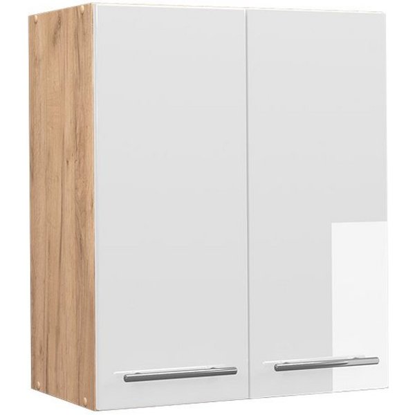 Vicco Hängeschrank Fame-Line, Weiß Hochglanz/Goldkraft Eiche, 60 cm (1-St)