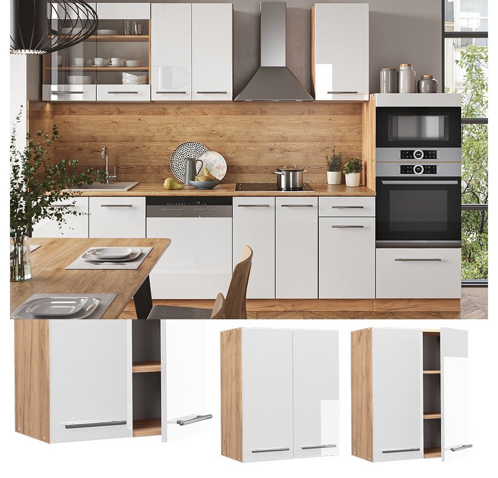 Vicco Hängeschrank Fame-Line, Weiß Hochglanz/Goldkraft Eiche, 60 cm (1-St) – Bild 2 von 5