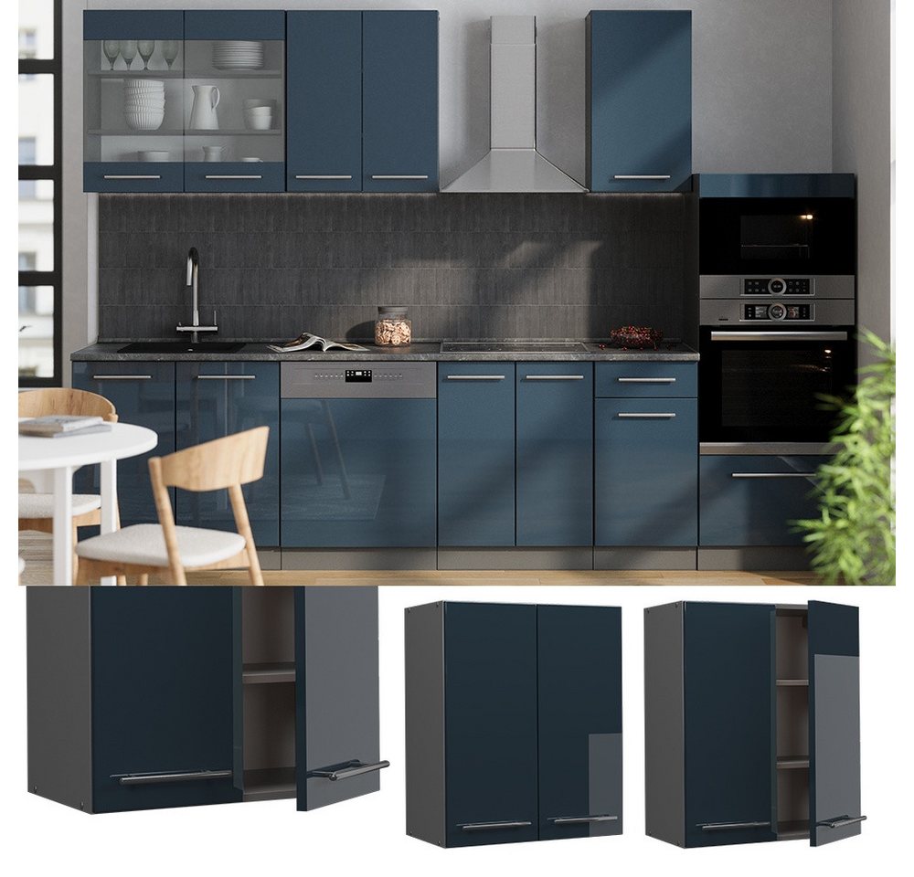 Vicco Hängeschrank Fame-Line, Dunkelblau Hochglanz/Anthrazit, 60 cm (1-St) – Bild 2 von 5