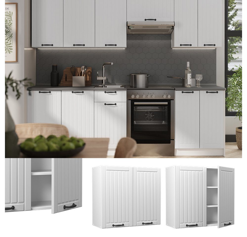 Vicco Hängeschrank Fame-Line, Weiß Landhaus/Weiß, 80 cm (1-St) – Bild 2 von 5