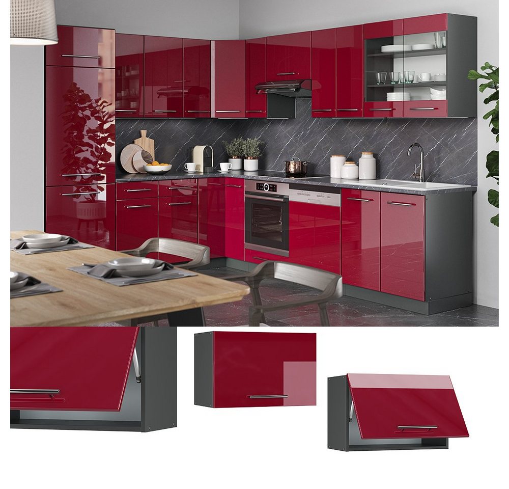 Vicco Hängeschrank Fame-Line, Bordeaux Hochglanz/Anthrazit, 60 cm Flach (1-St) – Bild 2 von 5