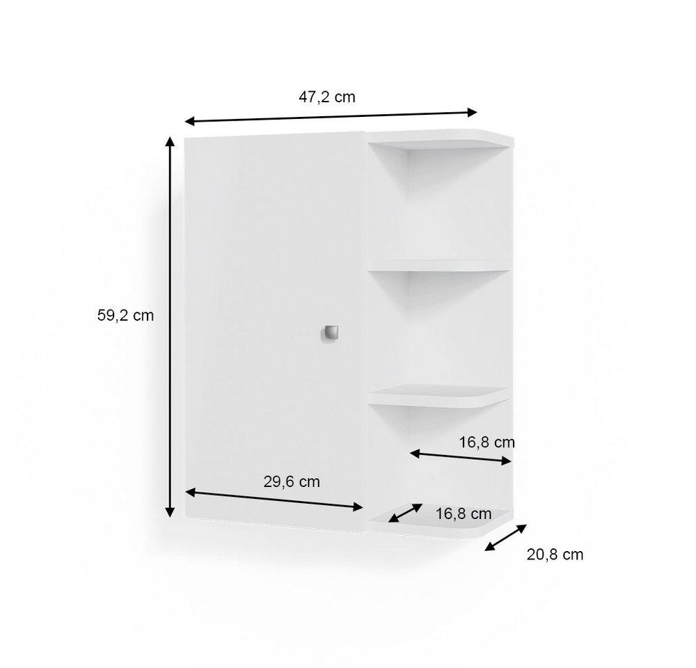 Vicco Hängeschrank Fynn, Weiß, 47.2 x 59.2 cm (1-St) – Bild 3 von 5