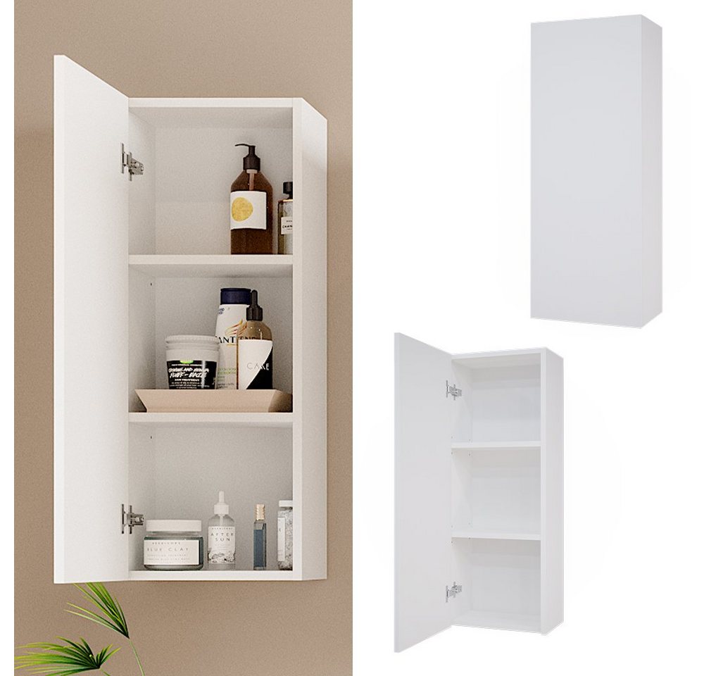 Vicco Hängeschrank Gloria, Weiß/Weiß, 33 x 84 cm mit 2 Regalböden (1-St) – Bild 2 von 5