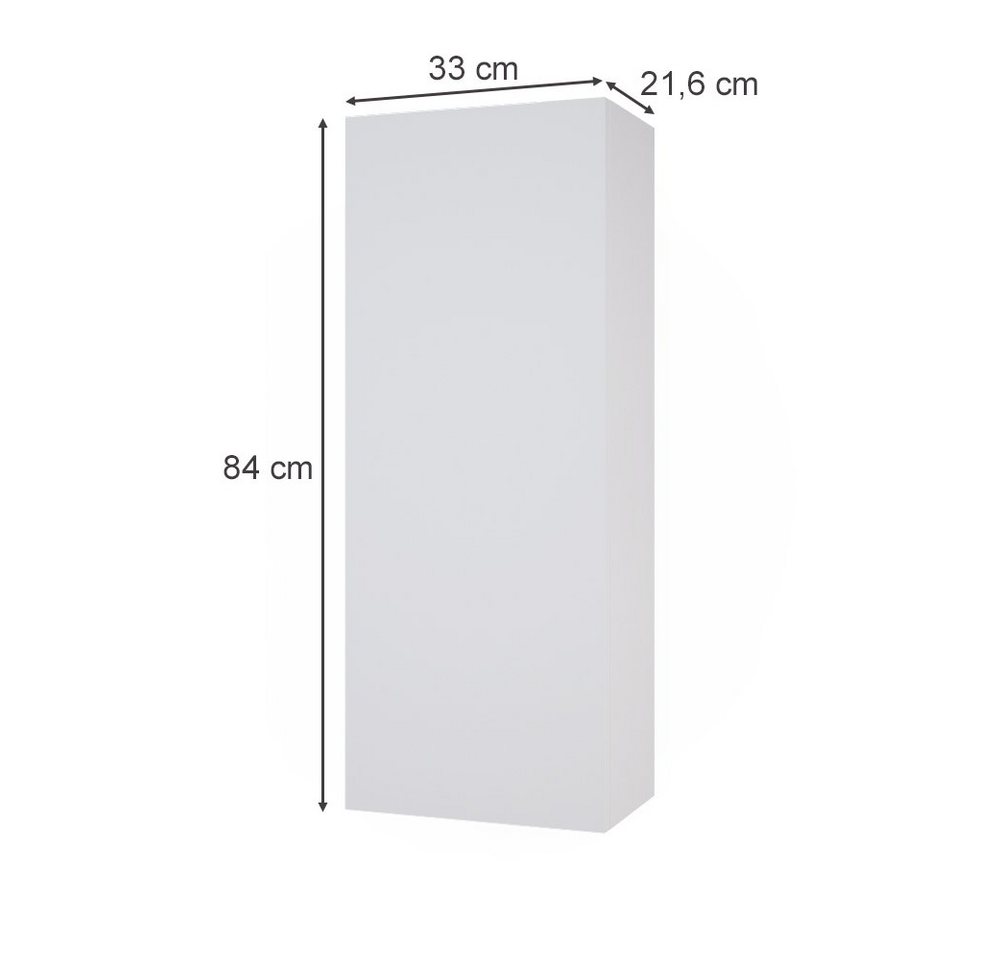 Vicco Hängeschrank Gloria, Weiß/Weiß, 33 x 84 cm mit 2 Regalböden (1-St) – Bild 3 von 5