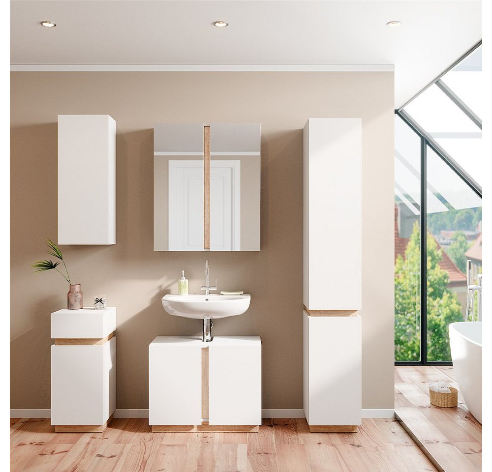 Vicco Hängeschrank Gloria, Weiß/Weiß, 33 x 84 cm mit 2 Regalböden (1-St) – Bild 4 von 5