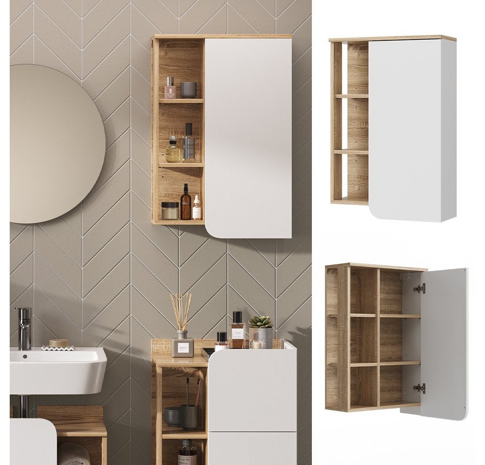 Vicco Hängeschrank Karen, Sonoma/Weiß, 50 x 75 cm mit Tür und offenen Fächern (1-St) – Bild 2 von 5