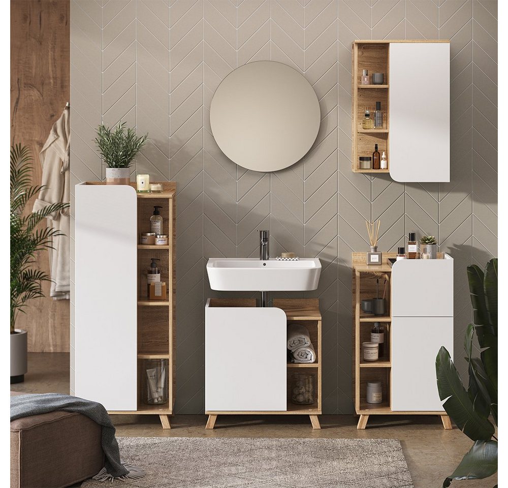 Vicco Hängeschrank Karen, Sonoma/Weiß, 50 x 75 cm mit Tür und offenen Fächern (1-St) – Bild 4 von 5