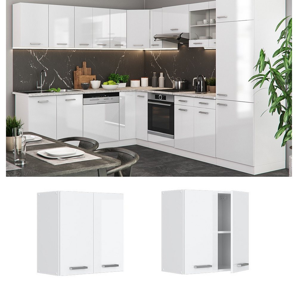 Vicco Hängeschrank R-Line, Weiß Hochglanz/Weiß, 60 cm (1-St) – Bild 2 von 5
