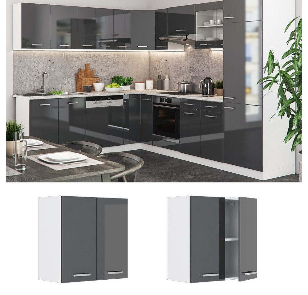 Vicco Hängeschrank R-Line, Anthrazit Hochglanz/Weiß, 60 cm (1-St) – Bild 2 von 5