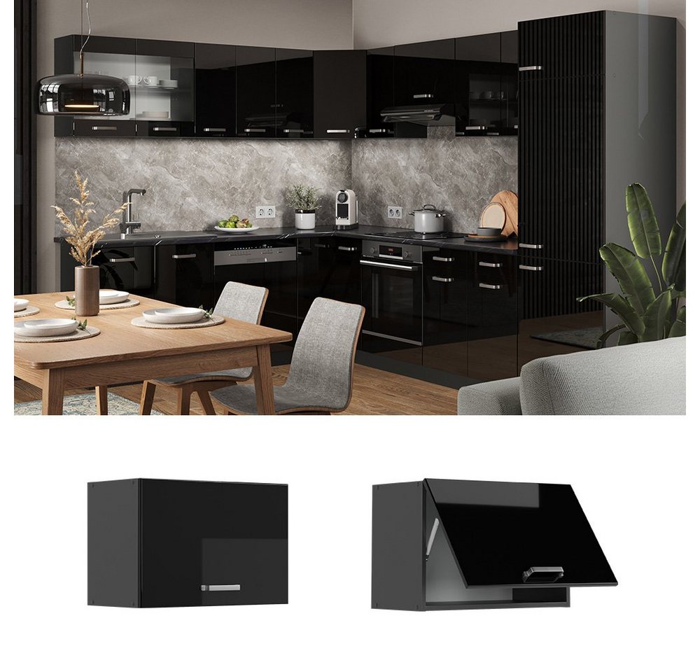 Vicco Hängeschrank R-Line, Schwarz Hochglanz/Anthrazit, 60 cm Flach (1-St) – Bild 2 von 5