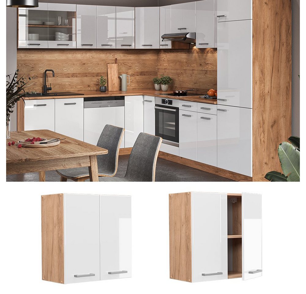 Vicco Hängeschrank R-Line, Weiß Hochglanz/Goldkraft Eiche, 60 cm (1-St) – Bild 2 von 5