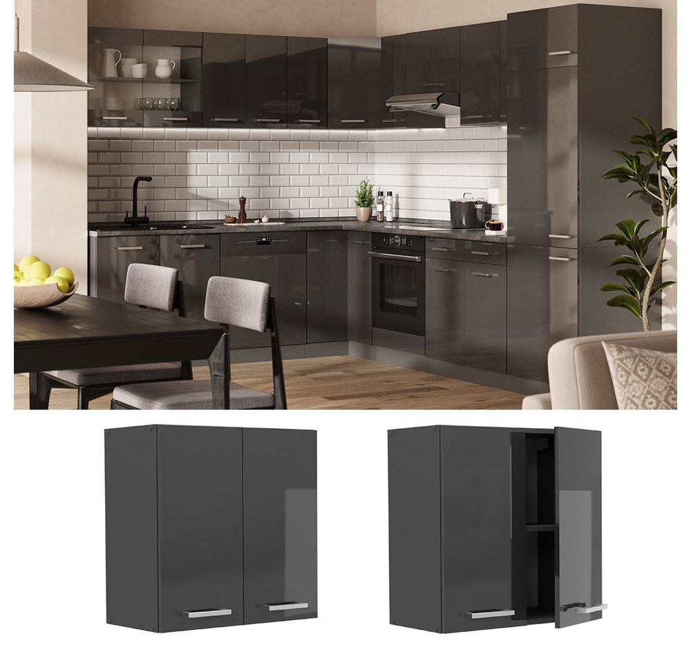 Vicco Hängeschrank R-Line, Anthrazit Hochglanz/Anthrazit, 60 cm (1-St) – Bild 2 von 5
