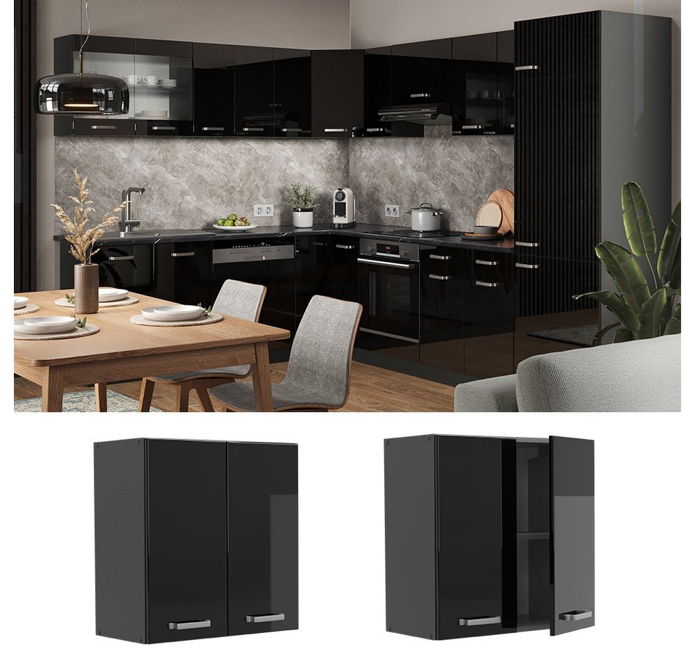 Vicco Hängeschrank R-Line, Schwarz Hochglanz/Anthrazit, 60 cm (1-St) – Bild 2 von 5