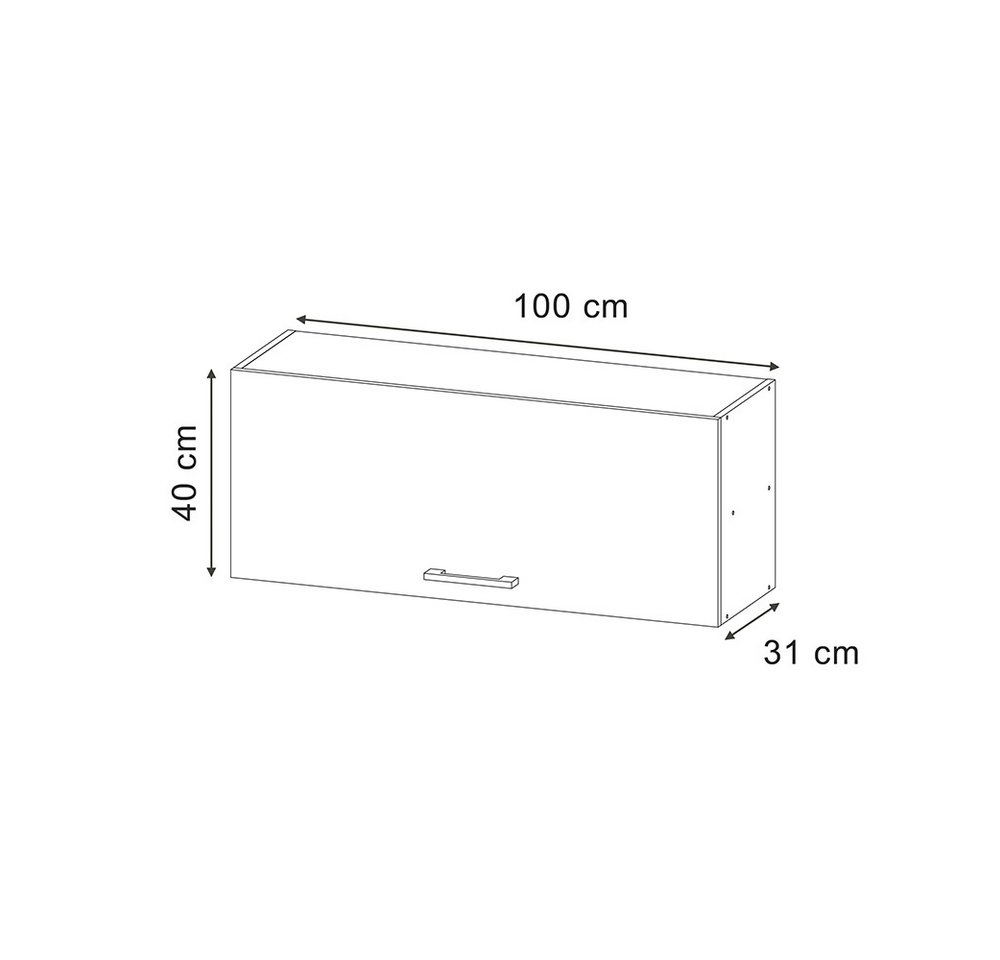 Vicco Hängeschrank R-Line, Weiß Hochglanz/Weiß, 100 cm Flach (1-St) – Bild 2 von 5
