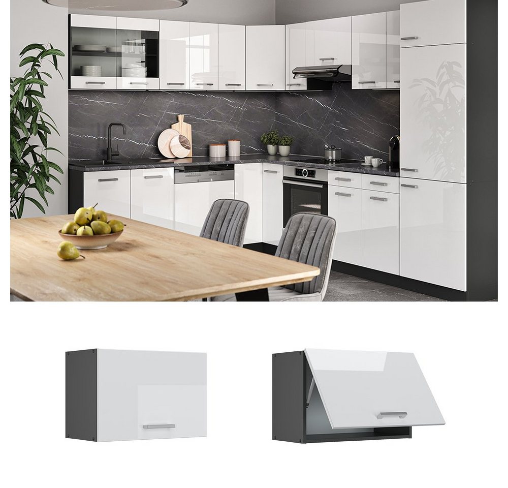 Vicco Hängeschrank R-Line, Weiß Hochglanz/Anthrazit, 60 cm Flach (1-St) – Bild 2 von 5
