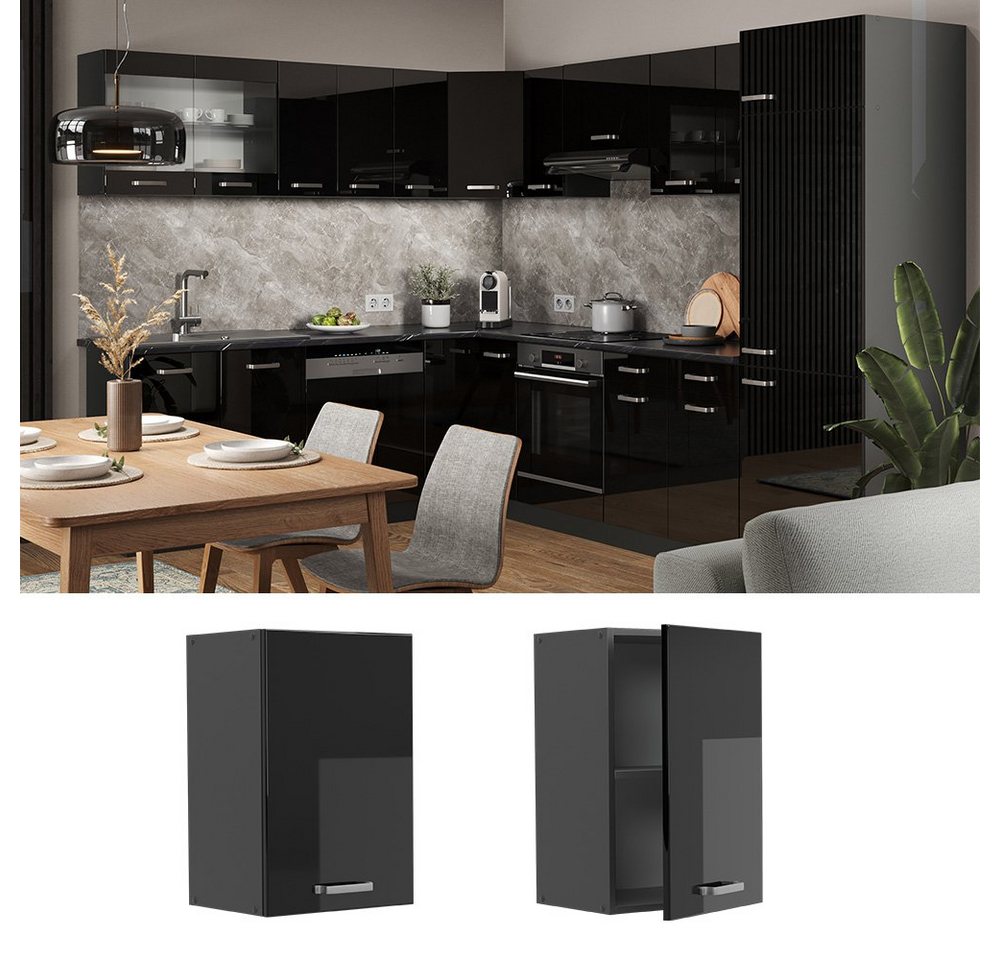 Vicco Hängeschrank R-Line, Schwarz Hochglanz/Anthrazit, 40 cm (1-St) – Bild 2 von 5