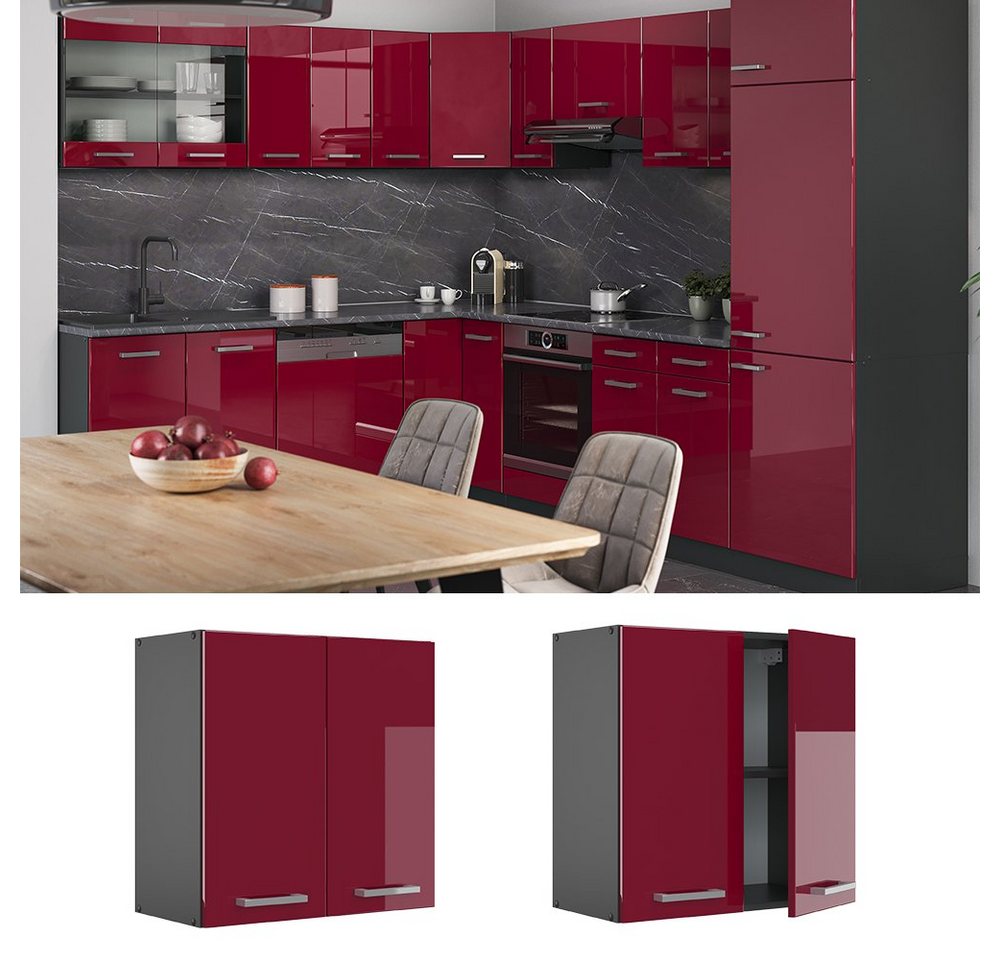 Vicco Hängeschrank R-Line, Rot Hochglanz/Anthrazit, 60 cm (1-St) – Bild 2 von 5