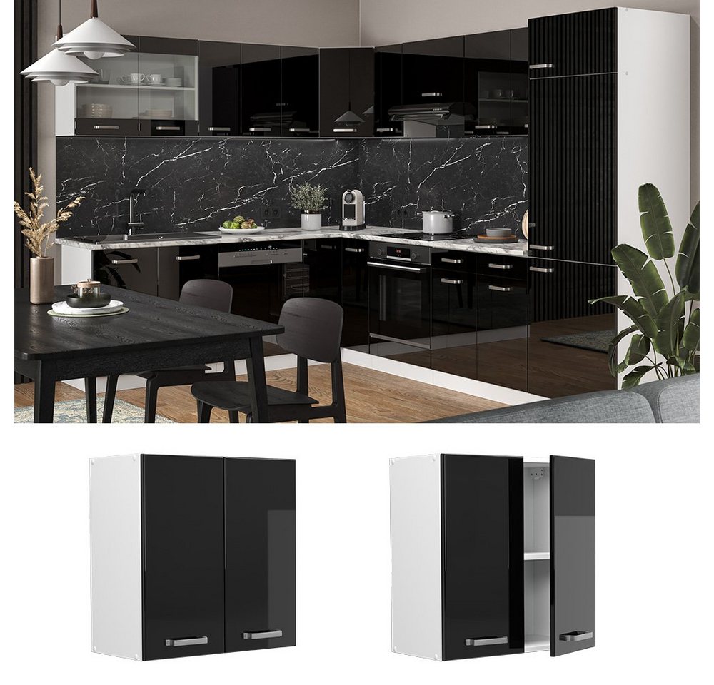Vicco Hängeschrank R-Line, Schwarz Hochglanz/Weiß, 60 cm (1-St) – Bild 2 von 5