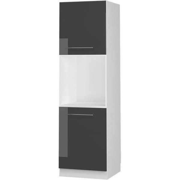 Vicco Herdumbauschrank Fame-Line, Anthrazit Hochglanz/Weiß, 60 cm mit offenem Regal (1-St)
