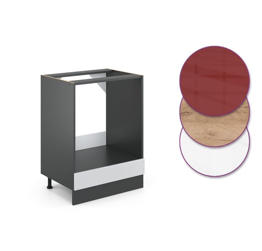 Vicco Herdumbauschrank R-Line, Weiß Hochglanz/Anthrazit, 60 cm ohne Arbeitsplatte (1-St) – Bild 4 von 4