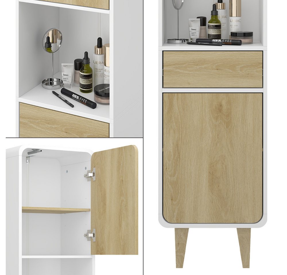Vicco Hochschrank Arla, Weiß/Eiche, 40 x 161 cm (1-St) – Bild 3 von 5