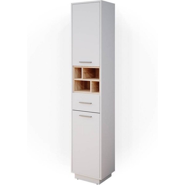 Vicco Hochschrank Beatrice, Weiß/Sonoma, 38 x 190 cm (1-St)