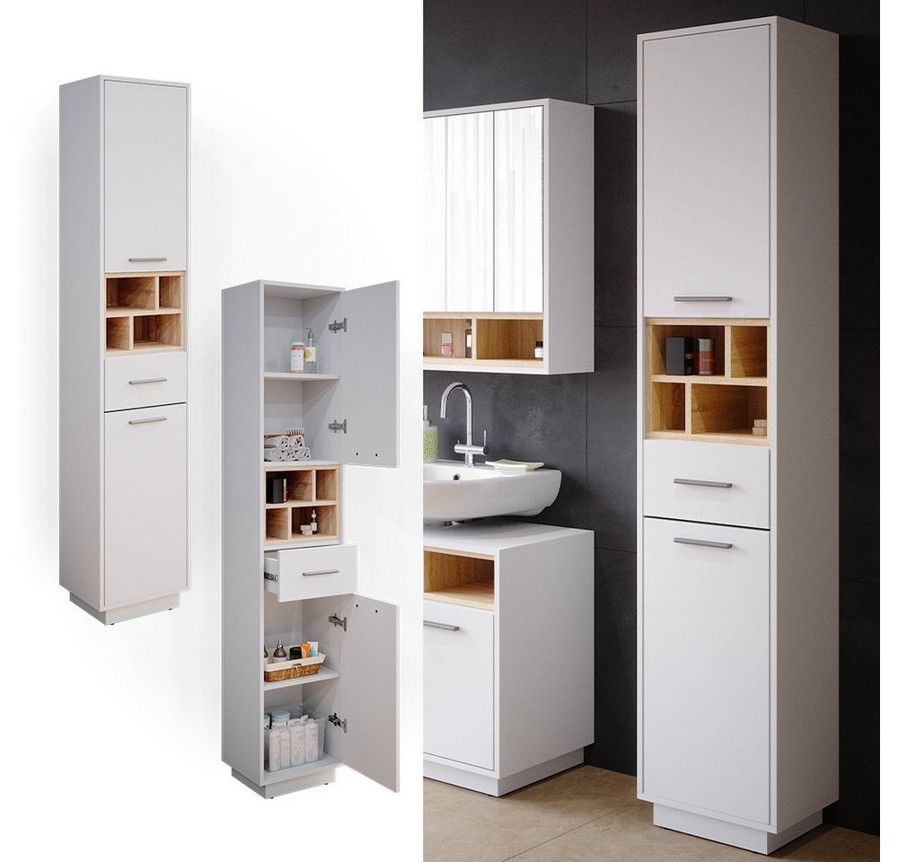 Vicco Hochschrank Beatrice, Weiß/Sonoma, 38 x 190 cm (1-St) – Bild 2 von 5