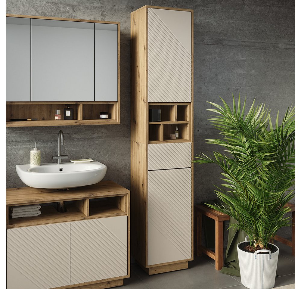 Vicco Hochschrank Beatrice, Cashmere/Artisan-Eiche, 38 x 190 cm (1-St) – Bild 3 von 5