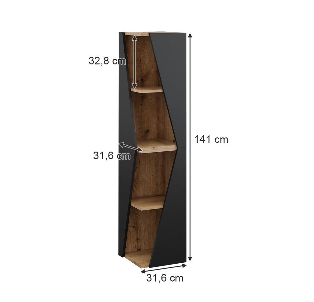 Vicco Hochschrank Benno, Anthrazit/Eiche, 31.6 x 70.5 cm mit 3 Ablagen (1-St) – Bild 3 von 5