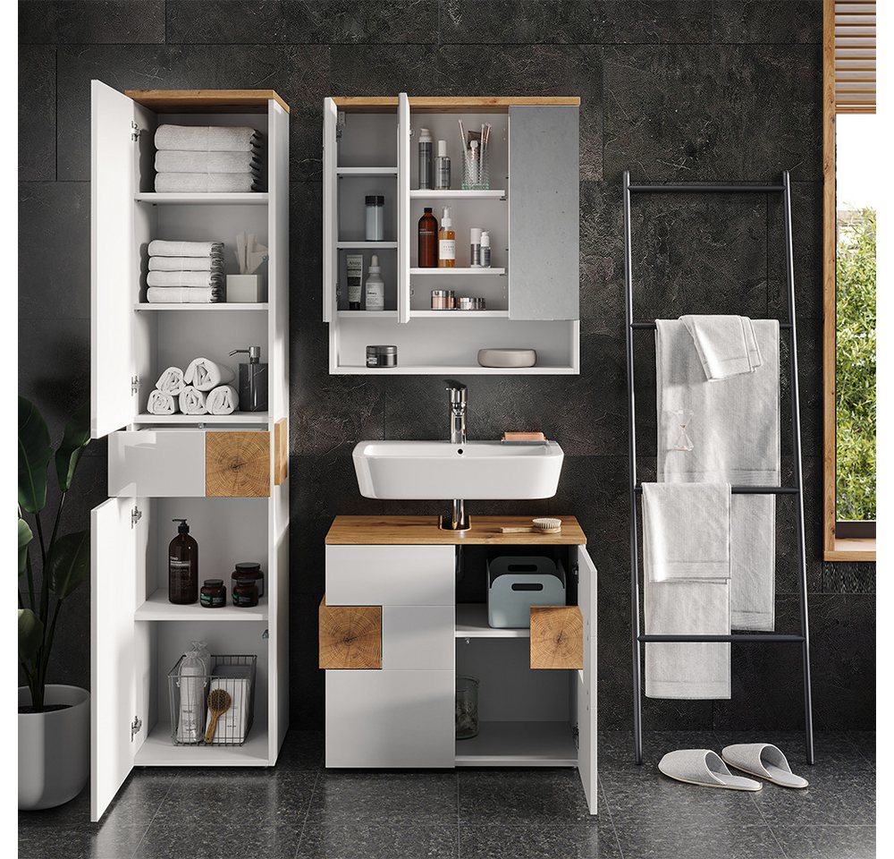 Vicco Hochschrank Eden, Weiß Hochglanz/Artisan-Eiche 40x184 (1-St) – Bild 5 von 5