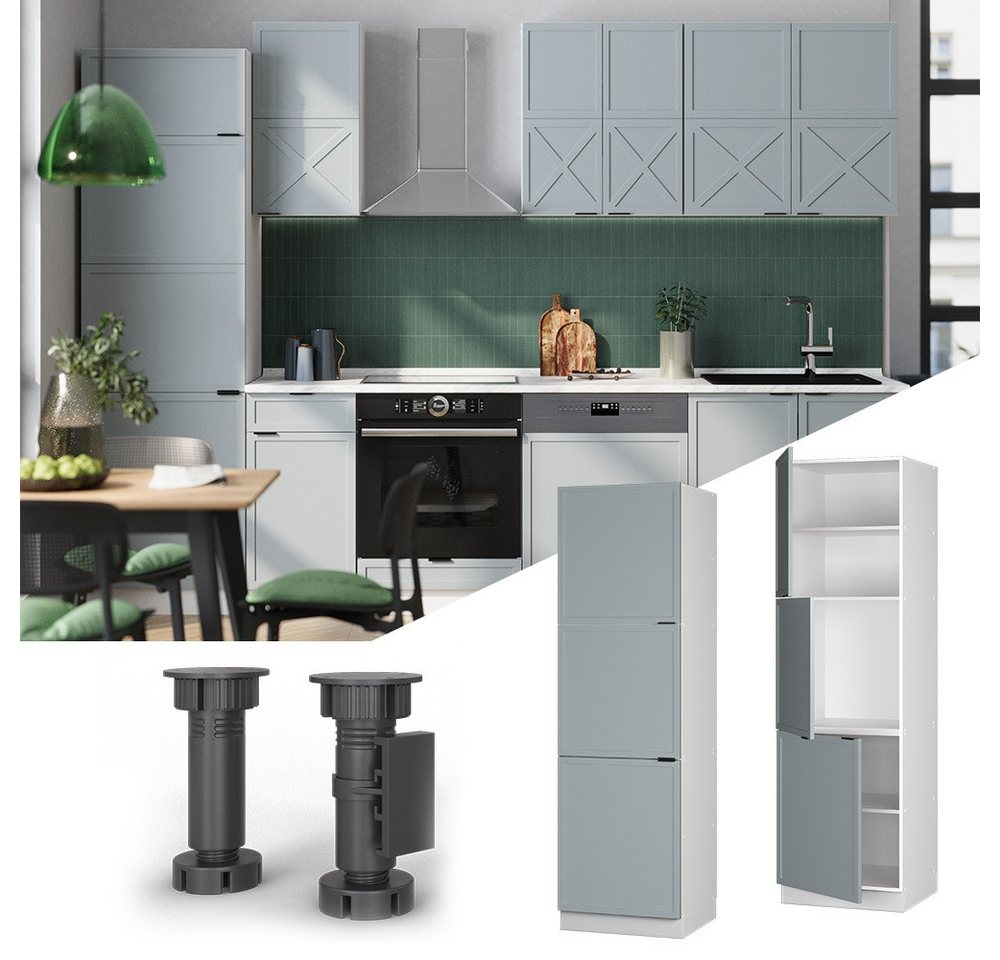 Vicco Hochschrank Fame-Line, Hellblau-grau/Weiß, 60 cm (1-St) – Bild 2 von 5