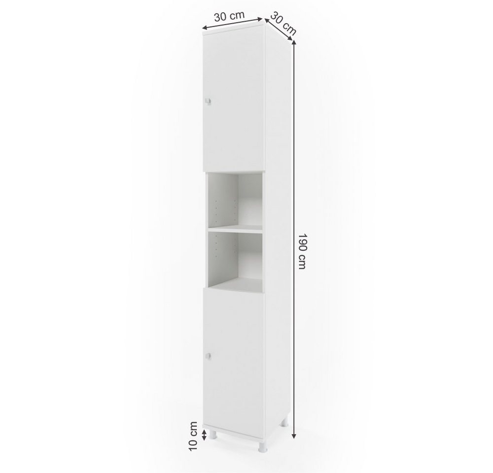 Vicco Hochschrank Fynn, Weiß, 30 x 190 cm (1-St) – Bild 3 von 5
