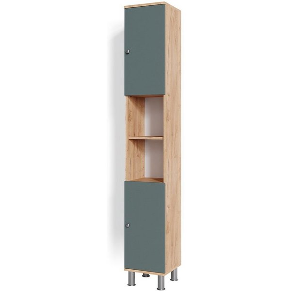 Vicco Hochschrank Fynn, Grün/Goldkraft Eiche, 30 x 190 cm (1-St)