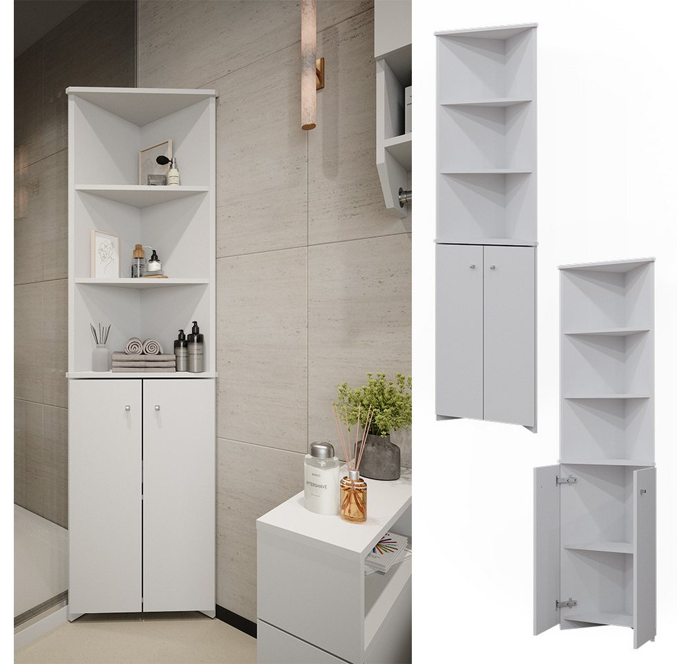 Vicco Hochschrank Fynn, Weiß, 35.6 x 175 cm Eckschrank mit 2 Türen (1-St) – Bild 2 von 5
