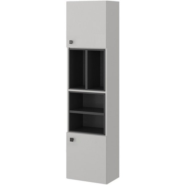 Vicco Hochschrank Gerta, Grau/Schwarz, 37.5 x 150 cm mit Tür und offenen Fächern (1-St)