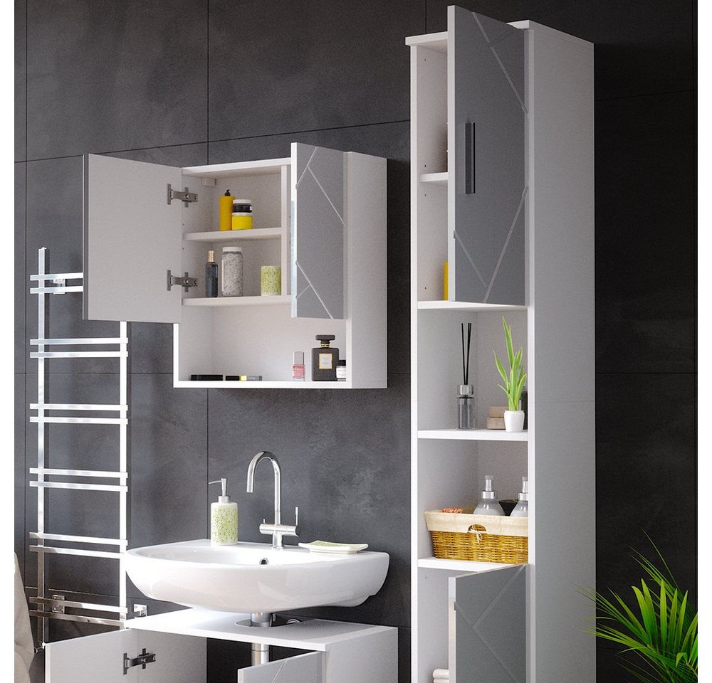 Vicco Hochschrank Irma, Weiß Hochglanz, 30 x 192 cm (1-St) – Bild 5 von 5