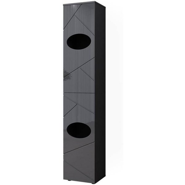 Vicco Hochschrank Irma, Anthrazit/Anthrazit Hochglanz, 37.2 x 192 cm (1-St)