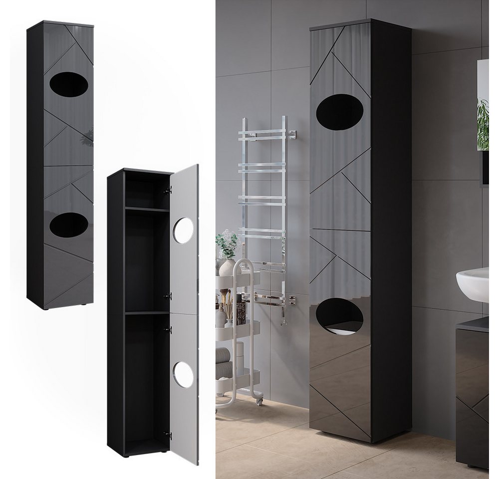 Vicco Hochschrank Irma, Anthrazit/Anthrazit Hochglanz, 37.2 x 192 cm (1-St) – Bild 2 von 5