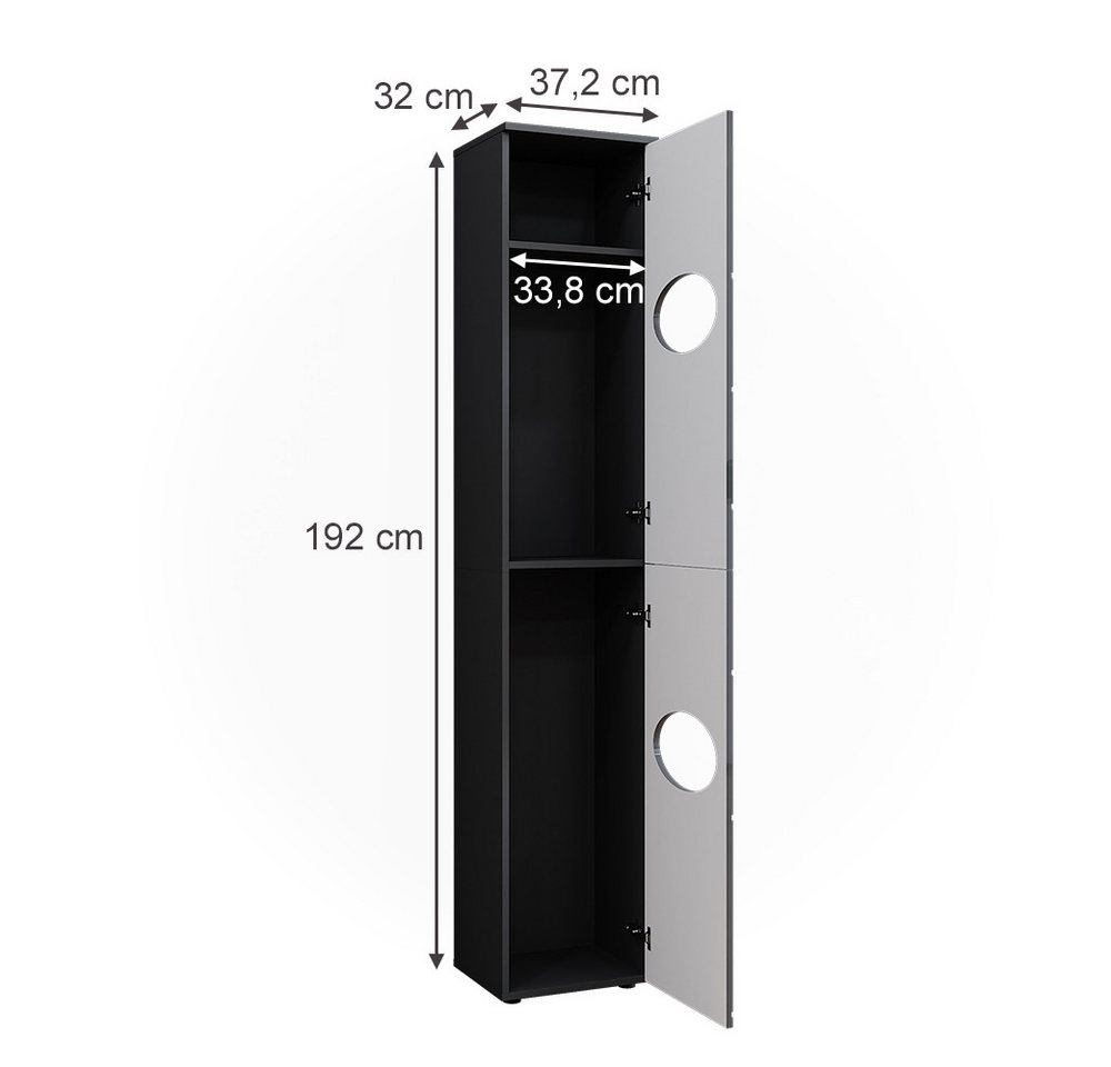 Vicco Hochschrank Irma, Anthrazit/Anthrazit Hochglanz, 37.2 x 192 cm (1-St) – Bild 3 von 5