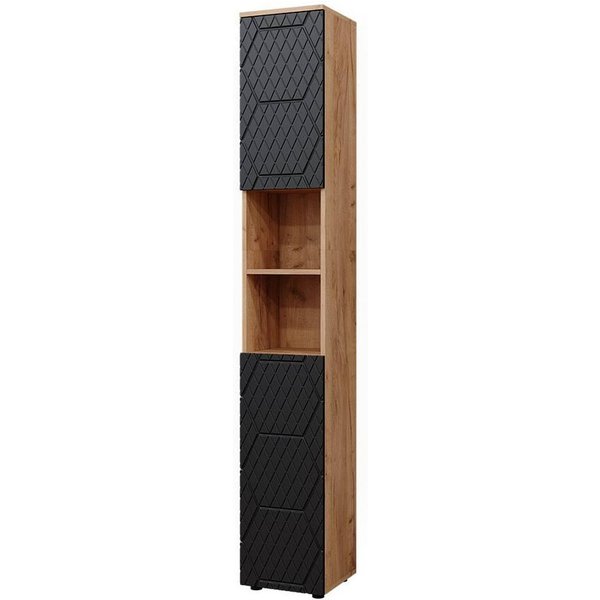 Vicco Hochschrank Irma, Anthrazit mit Wabenstruktur/Anthrazit, 30 x 192 cm (1-St)