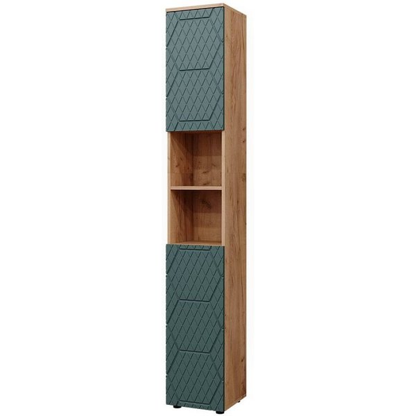 Vicco Hochschrank Irma, Goldkraft Eiche/Grün, 30 x 192 cm (1-St)