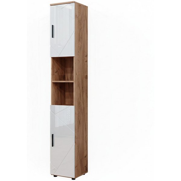 Vicco Hochschrank Irma, Eiche/Weiß Hochglanz, 30 x 192 (1-St)