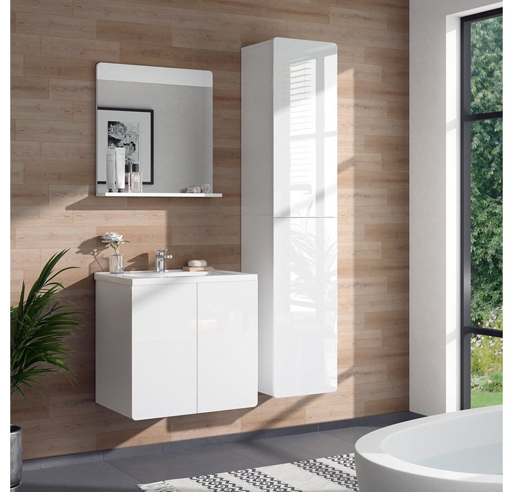 Vicco Hochschrank Izan, Weiß Hochglanz, 36.6 x 171.6 cm (1-St) – Bild 4 von 5