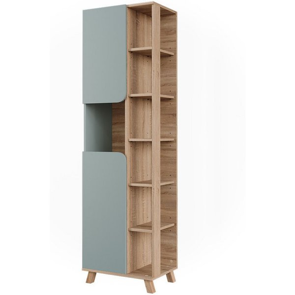 Vicco Hochschrank Karen, Sonoma/Blau, 50 x 175 cm mit 2 Türen (1-St)