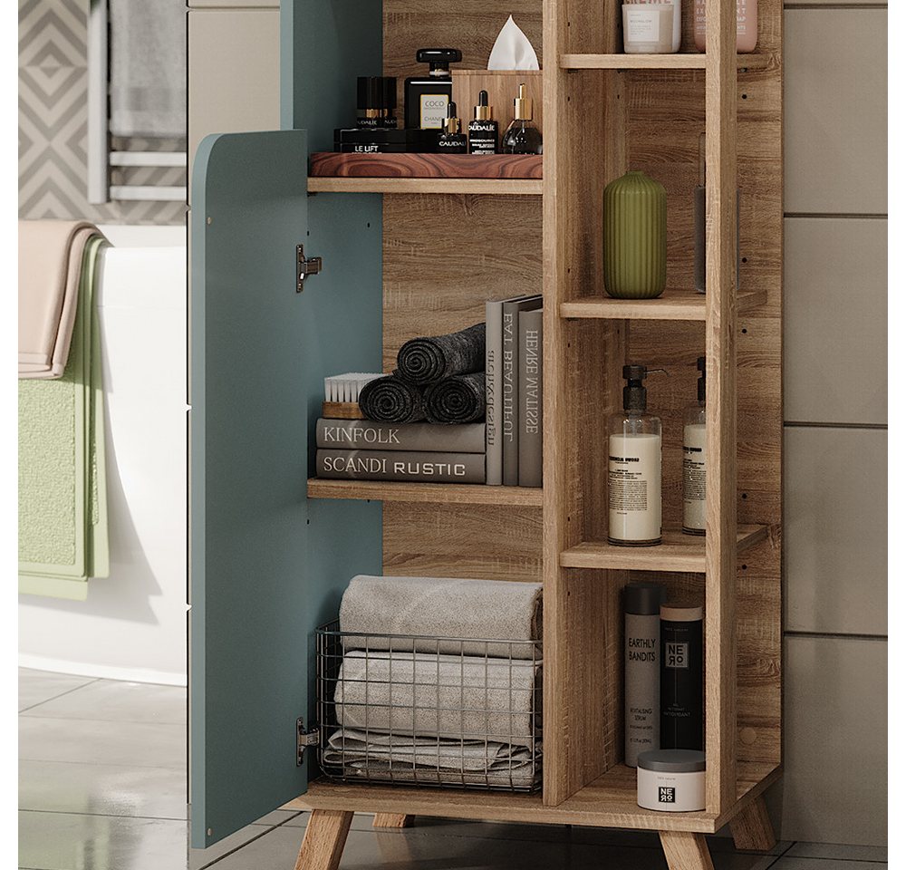 Vicco Hochschrank Karen, Sonoma/Blau, 50 x 175 cm mit 2 Türen (1-St) – Bild 4 von 5