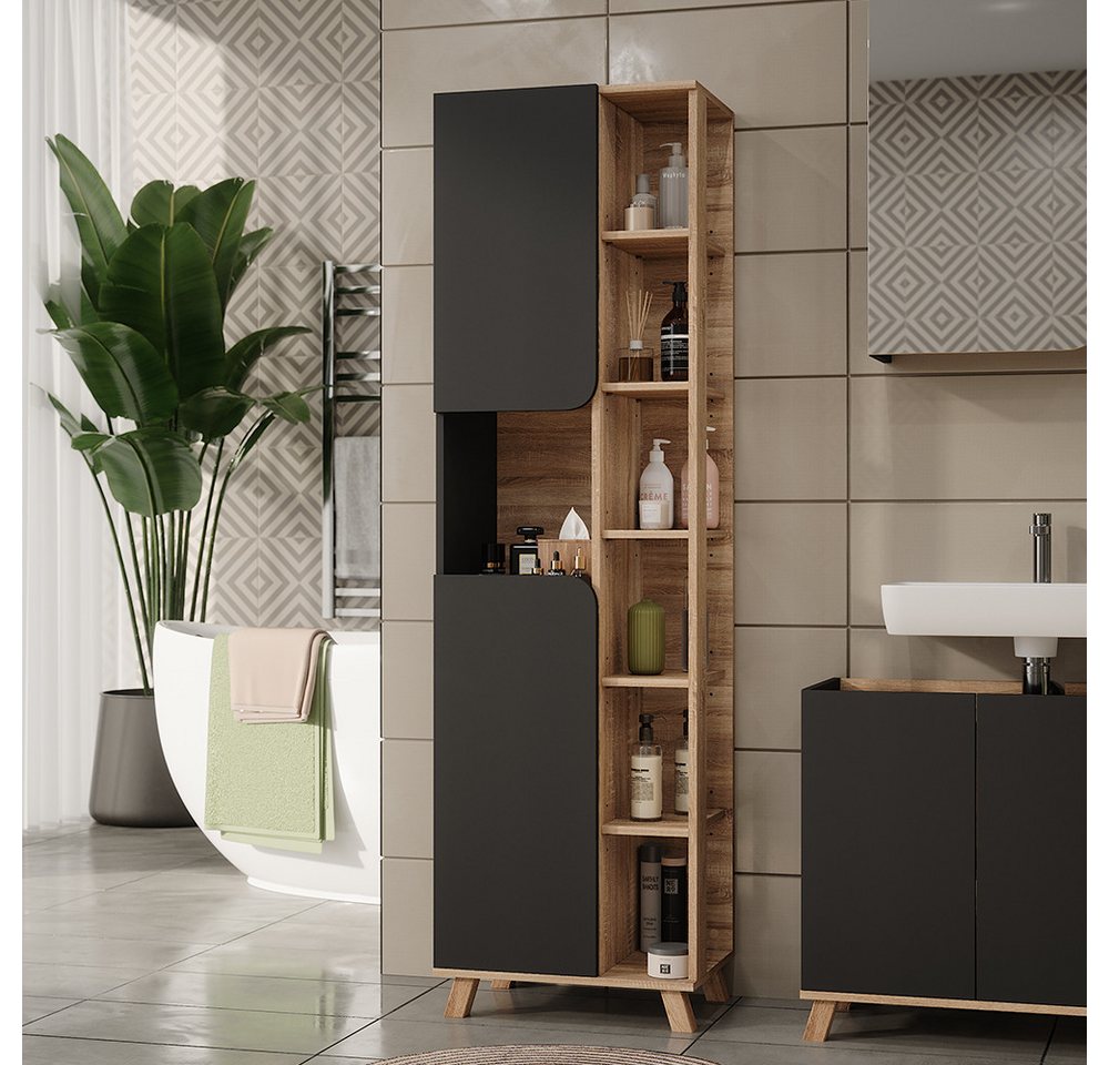 Vicco Hochschrank Karen, Sonoma/Anthrazit, 50 x 175 cm mit 2 Türen (1-St) – Bild 3 von 5